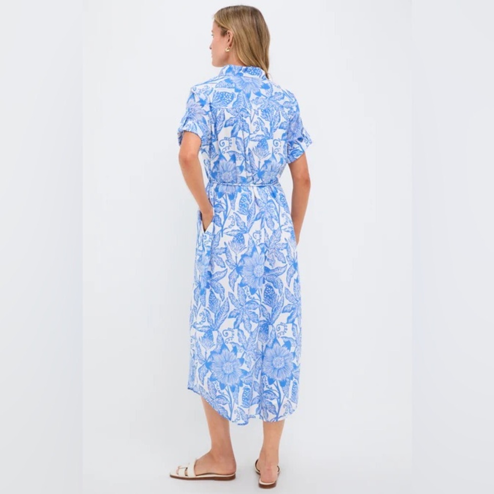 NWT Ro’s Garden Tuckernuck Floral Blue White Dress Maxi Tie Passion Aria Bea - Picture 2 of 7